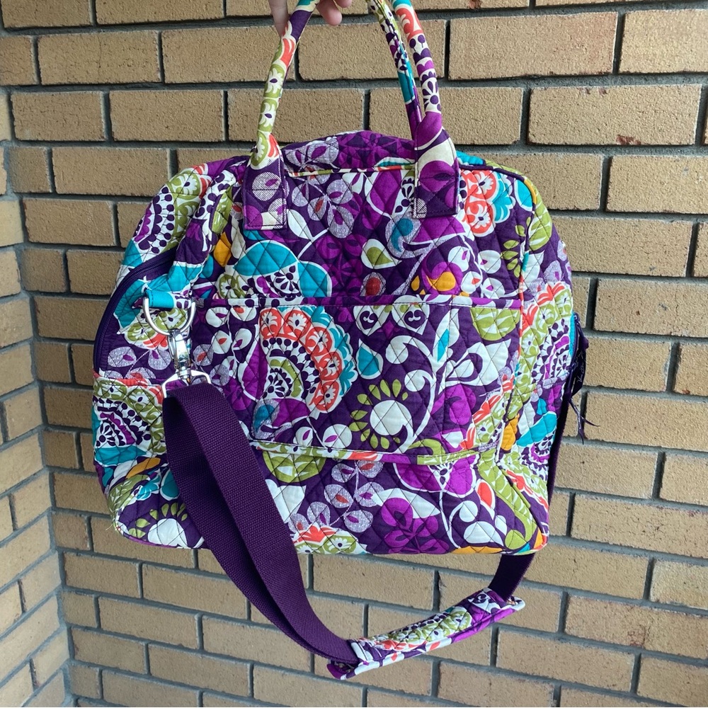 Vera Bradley Retired Plum Crazy Purple Weekend Duffel Bag - Picture 8 of 8